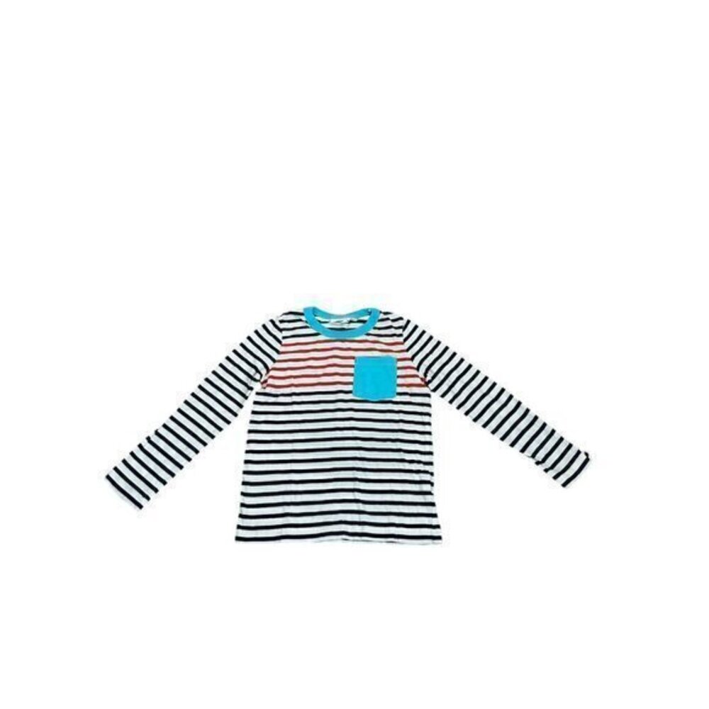 Mini Boden Striped Pocket Long Sleeve Shirt